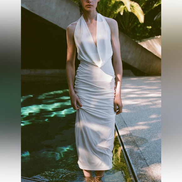 ZARA DRAPED HALTER DRESS - Picture 2 of 6